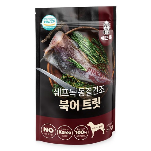 쉐프독 동결건조 트릿 강아지간식 명태 100% 국내생산, 1개, 50g, 북어
