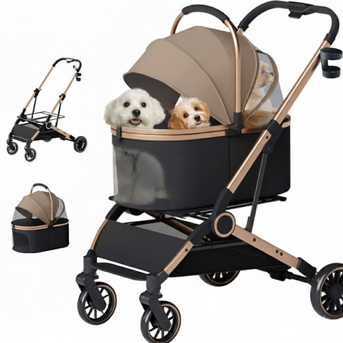 PawJoy 강아지 유모차 퀵폴딩 디럭스 강아지유모차 개모차 고양이유모차