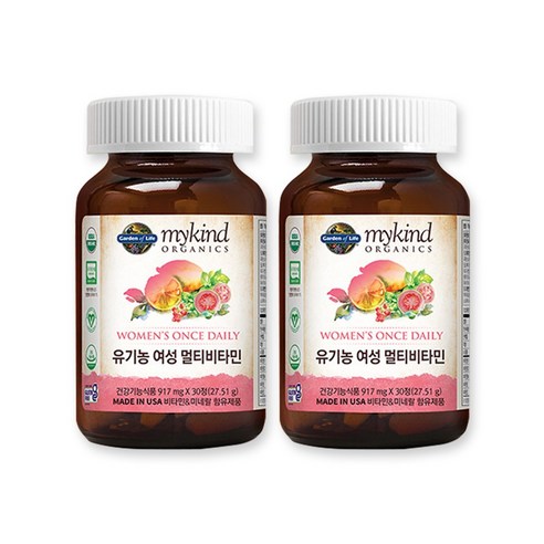 (0730 로켓그로스) 가든오브라이프 유기농 여성 종합 멀티비타민, 30정, 2개