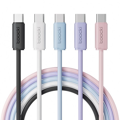 Toocki 삼성 전용 C to C 타입 60W PD 고속충전 초고속 충전케이블 USB C타입 데이터 통신 갤럭시 스마트폰 태블릿 탭 북 노트북 차량용 충전케이블 호환, 5개, 혼합색상, 1m