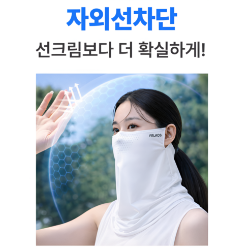 펠코스 얼굴 햇빛가리개 자외선차단 마스크 얼굴가리개 이미지 3