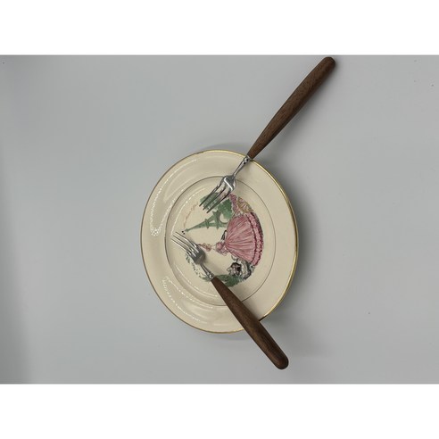 오크우드 핸드메이드 우드핸들 디저트 포크 티포크 세트, 월넛(호두나무), 2개