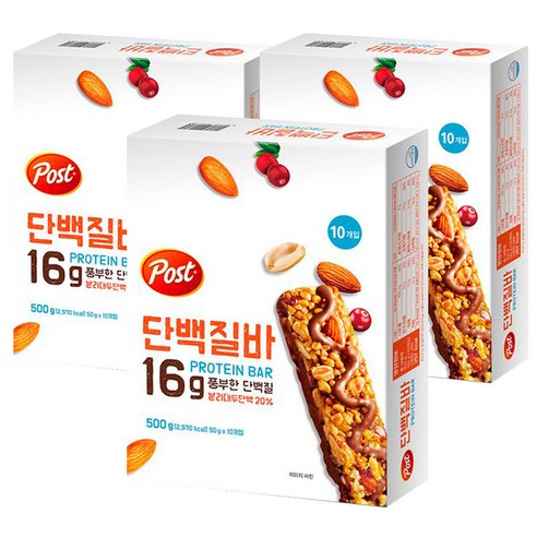 포스트 단백질바, 500g, 3개 500g, 3개