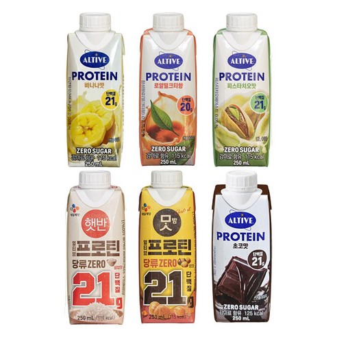 얼티브 프로틴 당류제로 6종 비건 초코 바나나 햇반 맛밤 피스타치오맛 로얄밀크티 맛 각 3개 총(18개)