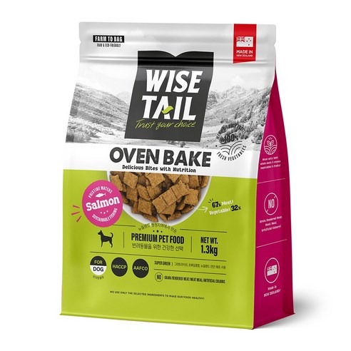 와이즈테일 전연령 강아지 오븐베이크 사료, 1개, 1.3kg, 연어
