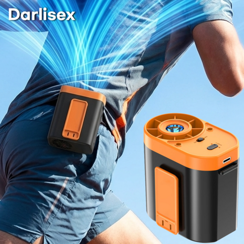 Darlisex 무선 휴대용 허리선풍기 냉각 초강력 손풍기 에어컨 터보차저, 오렌지, 1