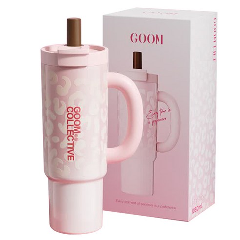 굼 레오파드 시리즈 아이스 보온보냉 텀블러, 1개, 1050ml, 러블리