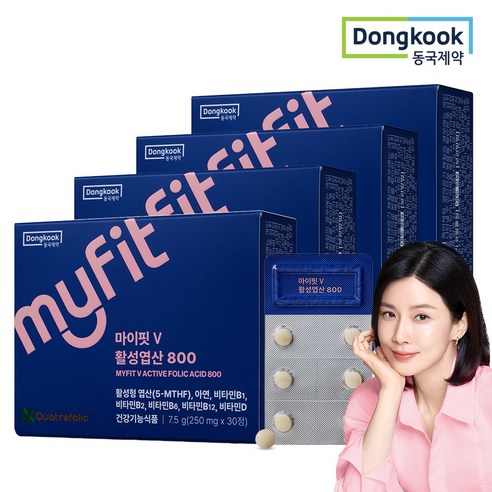 동국제약 마이핏 이보영 임산부 특허 활성형 엽산 800 이노시톨 영양제 30정, 4팩 이미지