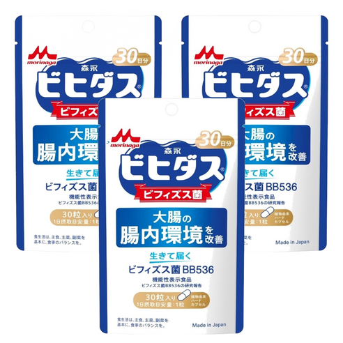 Morinaga 일본 모리나가 50억 비피더스 프로바이오틱 유산균 BB536, 30정, 3개