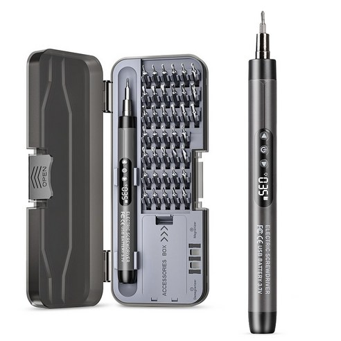 APEXSO 전동 드라이버 소향 디지털 디스플레이 무선 스크류 가정용 충전식 드릴, 그레이