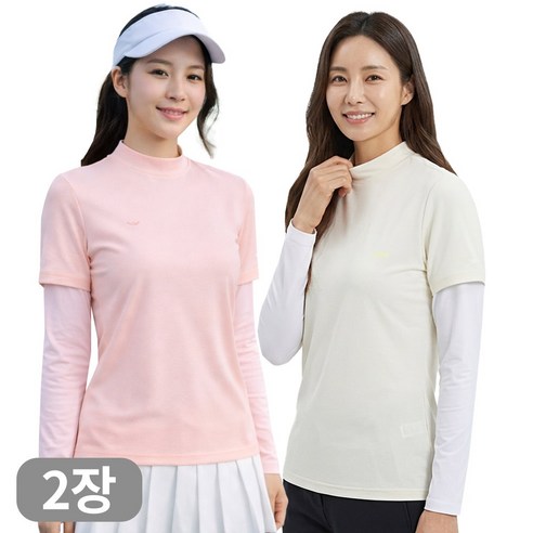 디퍼디 여성 프리미엄 냉감 반목 쿨티 쿨토시 일체형 티셔츠 스포츠 골프웨어 등산 작업복 2장세트
