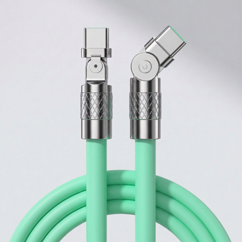 제이엘 120w 초고속 C to C 충전케이블 180도 회전 케이블, 1개, 민트, 1.5m