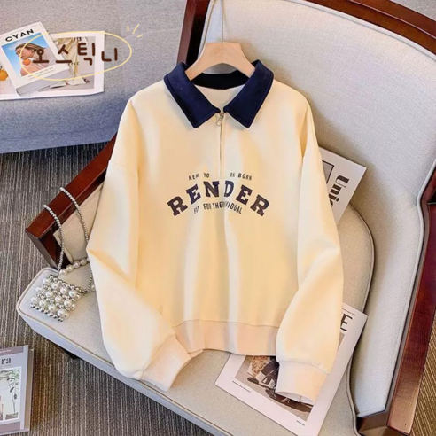 오스틱니 빅사이즈 카라넥 반집업 티셔츠: 봄, 가을 스타일을 책임지는 완소템!