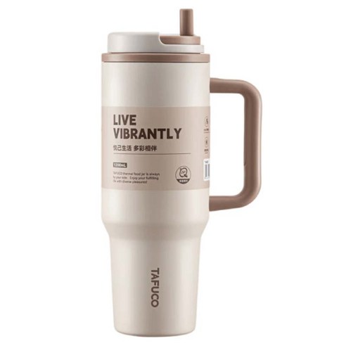 타푸코 T6 대용량 단열 보온텀블러, 아몬드 아이보리, 1개, 1200ml