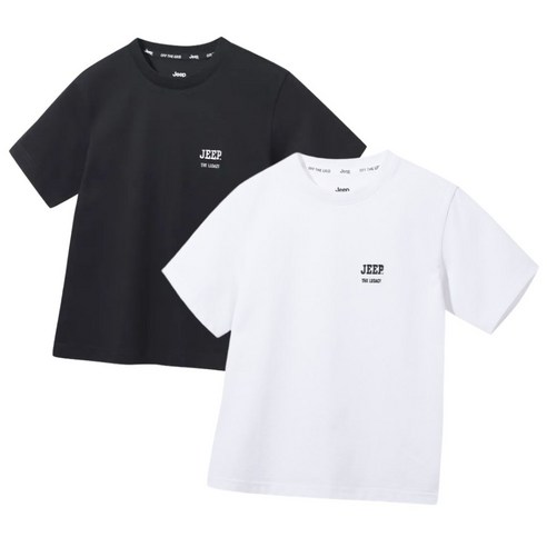 지프 JEEP 키즈 아동 어린이 반팔 티셔츠 남녀공용 반팔티 1+1 화이트 블랙 2팩