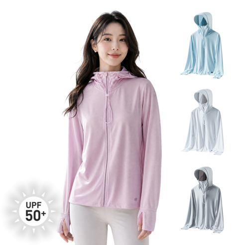 여름 여성 UPF50+ 자외선차단 쿨링 썬가드 바람막이 후드집업 아웃도어 베이잉