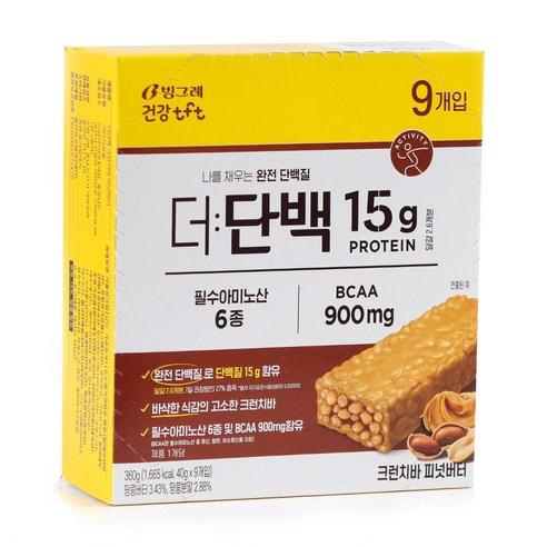 더단백 크런치 프로틴바 피넛버터 9p 360g, 1개 맛있게 먹은 솔직 후기 썸네일