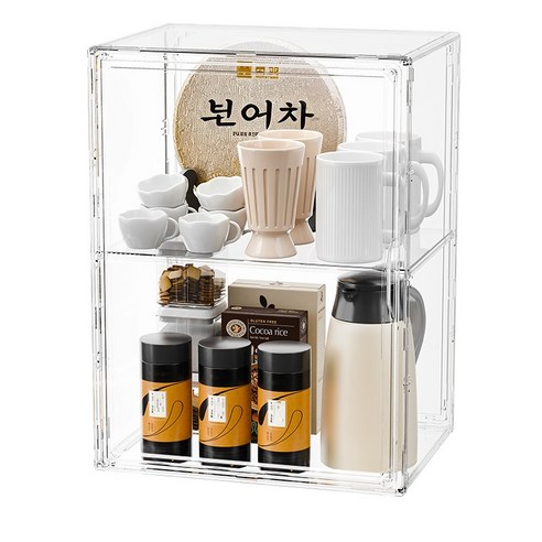 하이텍윙 아크릴 케이스 대형 수납함 피규어 케이스 전시함 가방 보관함 칸막이 포함 36x28x22cm, 투명, 1개
