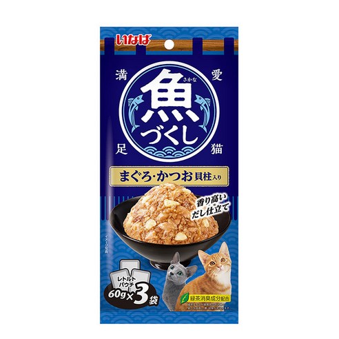 이나바 고양이 생선 가득 파우치 TCR-176, 혼합맛(참치/가다랑어/가리비관자), 180g, 1개