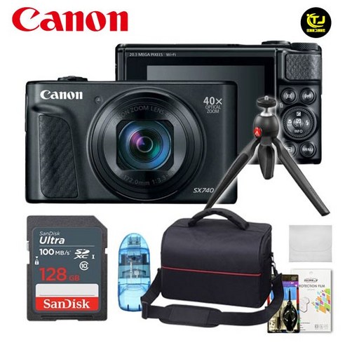 캐논 정품 PowerShot SX740 HS / 프리미엄 7종세트 / 128G+전용가방+맨프로토 픽시미니삼각대+카드리더기+청소도구+극세사융+액정보호필름 / TJ