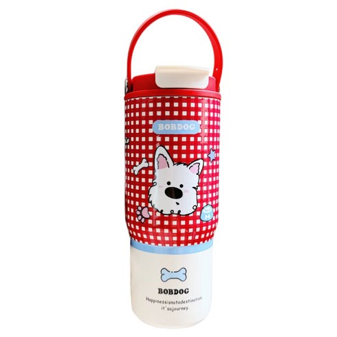 StarR 밥도그 캐릭터 세라믹 코팅 손잡이 보온 텀블러, 1개, 750ml, 레드