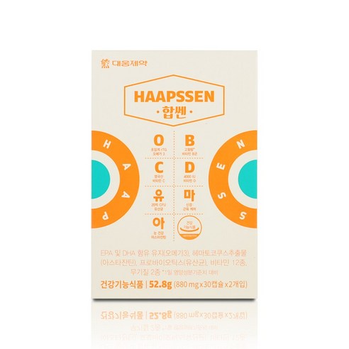 대웅제약 합쎈 오메가3 + 멀티 비타민 60캡슐 1박스