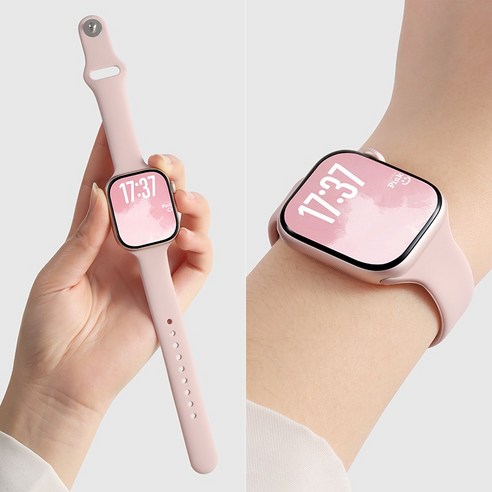 밴드톡 애플워치 호환 슬림 스포츠 실리콘 스트랩 11 10 9 8 7 6 5 3 42mm 41mm 40mm 38mm 49mm 46mm 45mm 44mm 울트라2/3 SE2/3 밴드, 인디핑크