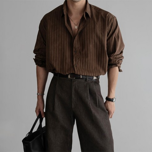 style dr 남성용 셔츠 긴팔 셔츠 사계절 캐주얼 셔츠 어깨넓어보이는 고급 남자셔츠