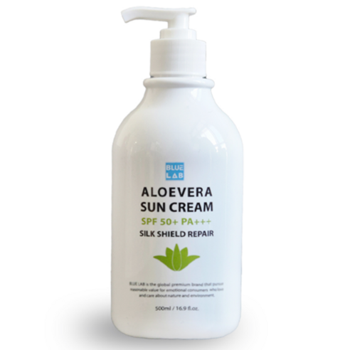 BLUE LAB 백탁없는 알로에베라 데일리 대용량 선크림 SPF 50+ PA+++, 1개, 500ml