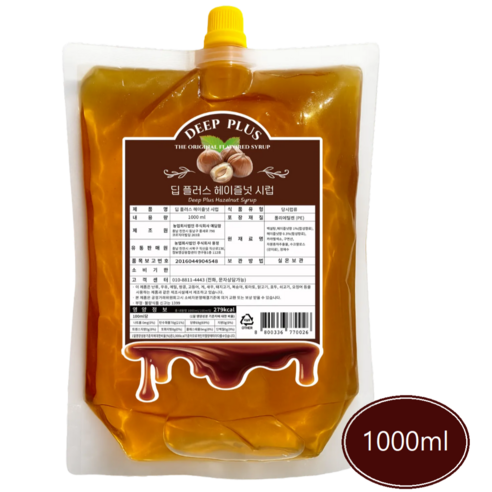 딥플러스 헤이즐넛 시럽, 1개, 1L