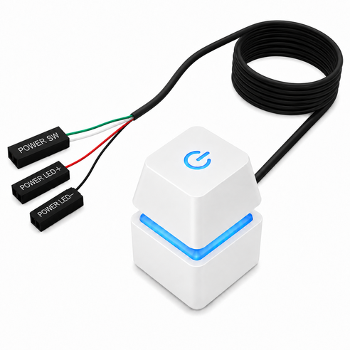브릭센 PC 컴퓨터 외부 전원 버튼 스위치, 1개, 화이트