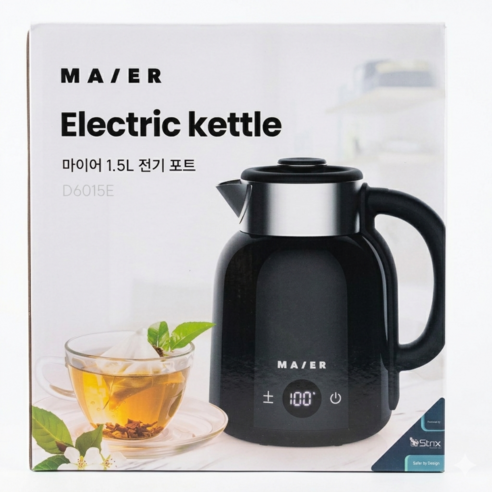 마이어 1.5L 대용량 디지털 온도조절 전기포트 (블랙), D6015E
