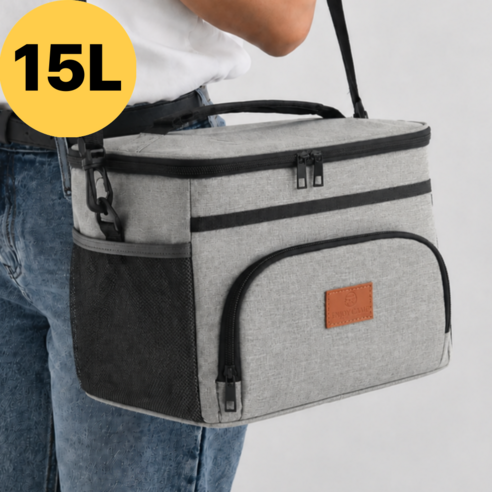 그로우파파 피크닉 15L 보냉 도시락가방, 1개, 그레이
