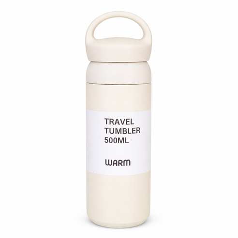 [더드림] 손잡이 스텐 텀블러 350ml 500ml 보냉 보오병, 아이보리, 1개, .