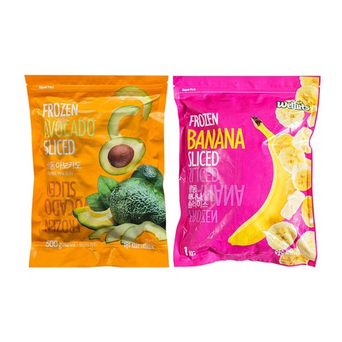 웰루츠 냉동 아보카도 500g + 바나나 1kg 냉동과일 스무디 쥬스