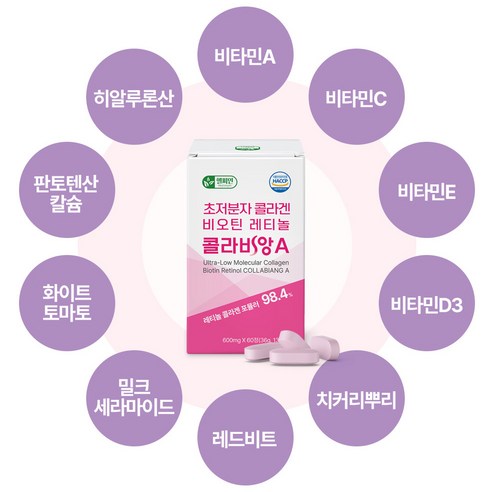 초저분자 어린콜라겐 레티놀a 식약청인증 HACCP 다이펩타이드 트리펩타이드 콜라겐 비오틴 피쉬콜라겐 콜라비앙A 60정, 1개 이미지 4