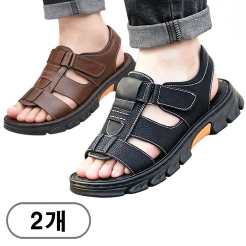 차쿠 1+1 남성 샌들 아웃도어 벨크로 쿠션 편한 캐주얼 여름 슬리퍼 경량 중년 아저씨 아빠