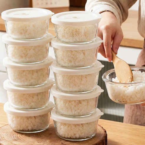 에너딕 내열유리 전자레인지 냉동 밥용기, 400ml, 10개