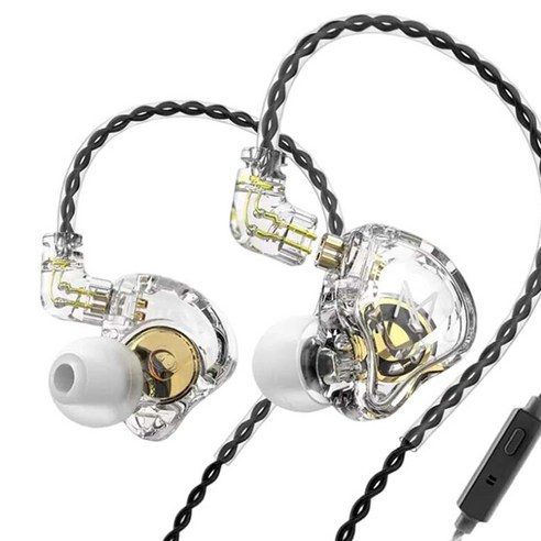티알엔 케이블 교체형 인이어 마이크 유선 이어폰 MT1 3.5mm, 클리어 화이트