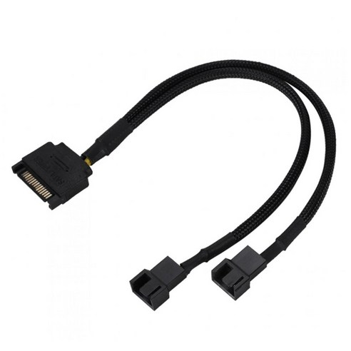 SATA 전원 to 팬 2분배 케이블 - 12V - 3핀/4핀 팬 커넥터 호환 - 슬리빙 연장 확장선 27cm, 1개