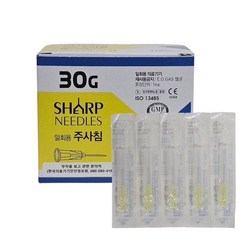 용창 멸균 주사침 30G x 13mm 100개입 EO멸균 일회용주사바늘, 1박스