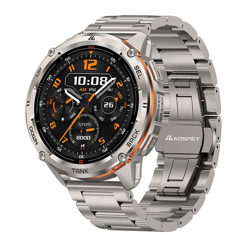 KOSPET TANK T3 Ultra 2 GPS 스마트 워치 남성용 나침반 고도계 기압계 60일 배터리 5ATM IP69K 방수 AMOLED BT 통화, Silver double strap, 3.632cm, GPS + 블루투스