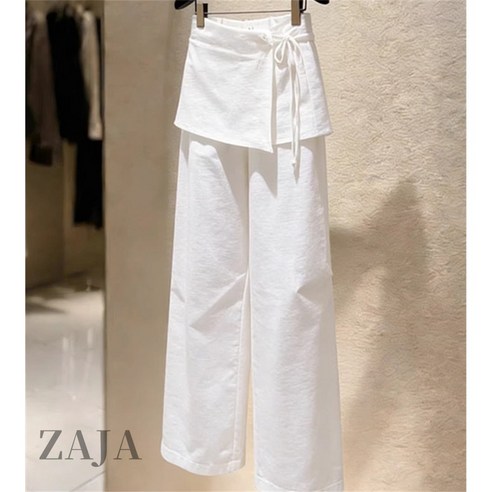 ZAJA 여성 여름 화이트 바지 데일리록 스트레이트