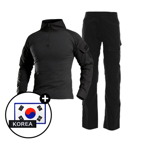 SET 택티컬 전술 컴뱃셔츠 긴팔+팬츠 세트 - 아웃도어 군인 간부 강철부대 캠핑 카고 바지