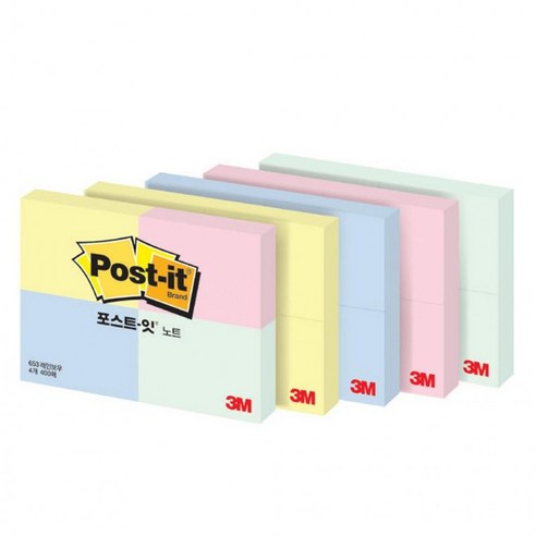 3M 포스트잇 4패드 미니 노트 653-4 (51mmx38mm), 레인보우