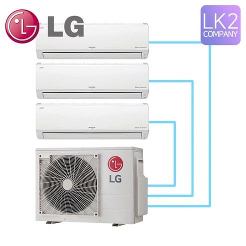 LG 엘지 1등급 벽걸이 에어컨 2in1 6평+6평 올인원 멀티형 3in1 4in1 5in1 조합가능 설치비별도, 일반배관형, LG 1등급 6평+6평+6평 3in1에어컨