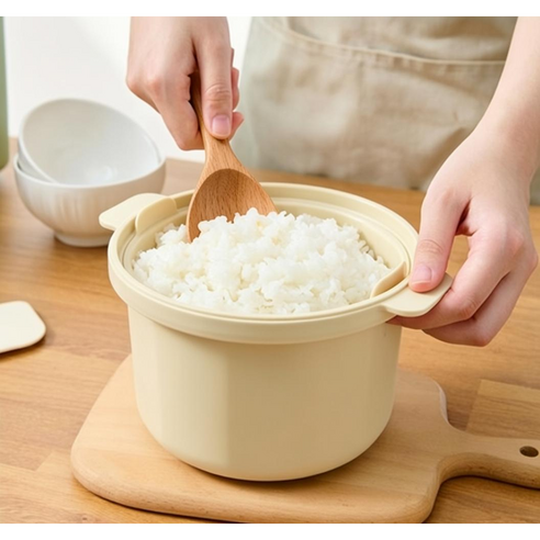 하루꿈 다용도 저당밥솥 전자레인지 용기 전자렌지 찜기, 1개, 아이보리