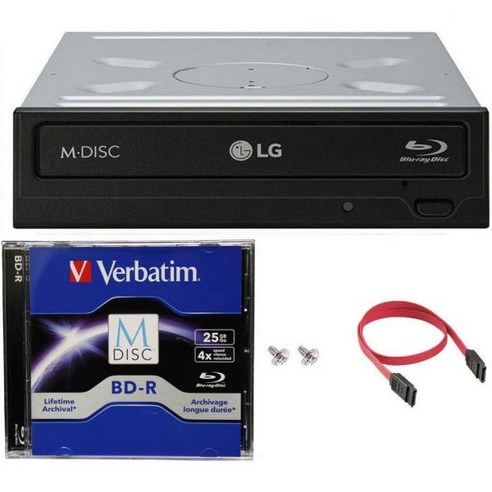 LG WH14NS40 16배 블루레이 BDXL DVD CD 내부 버너 드라이브 번들 무료 25GB M-DISC BD 포함 SATA 케이블 장착 나사