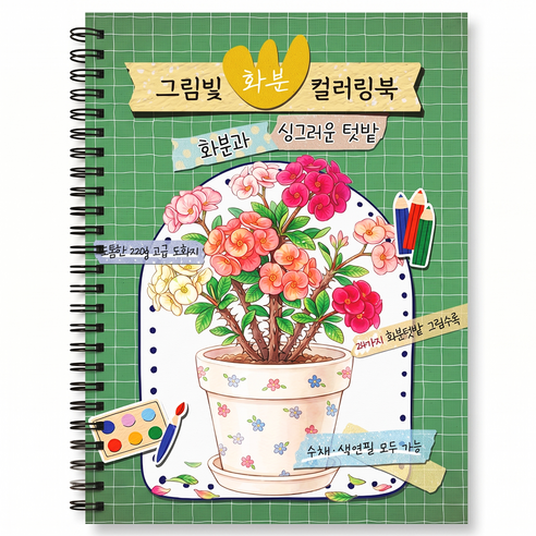 어르신 색칠공부 치매예방 시니어 컬러링북 인지향상 색칠도안 A4 스프링 화분, 그림빛, 그림빛 편집부