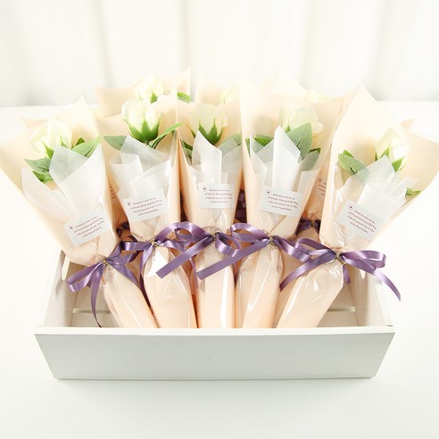 한송이 꽃다발 10다발, 10개, 연아이보리